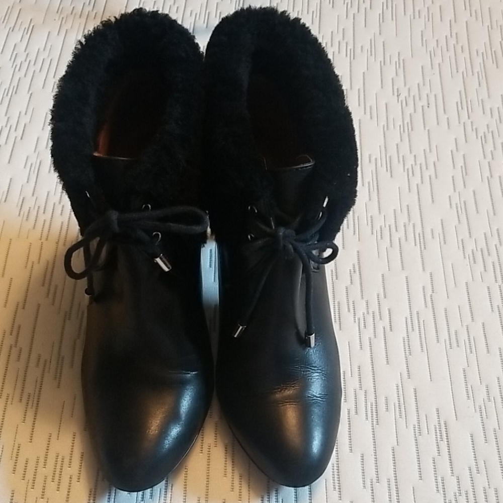 Coach Malia Leather & Fur Boots Size 8.5